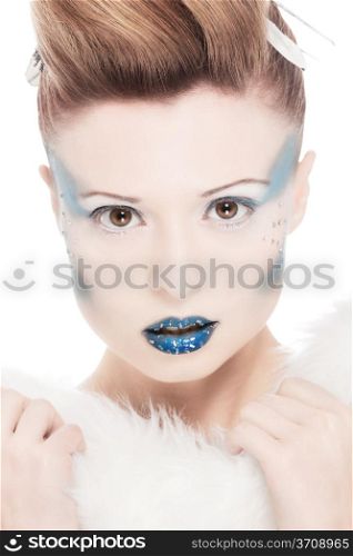 Beauty portrait of woman with winter makeup