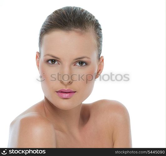 Beauty portrait of young woman isolated on white