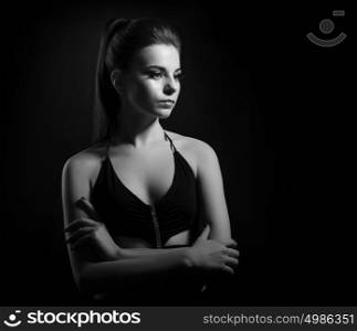 Beauty portrait of young woman (monochrome version)