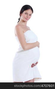 beauty pregnant on white background