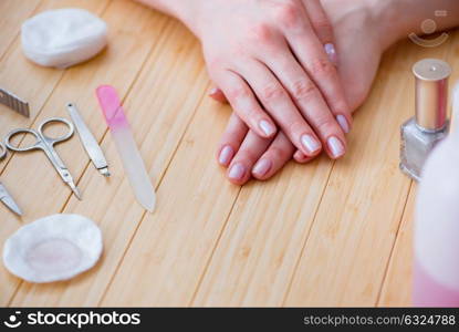 Beauty products nail care tools pedicure closeup