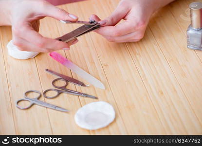 Beauty products nail care tools pedicure closeup