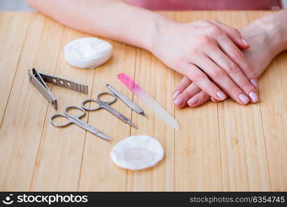 Beauty products nail care tools pedicure closeup