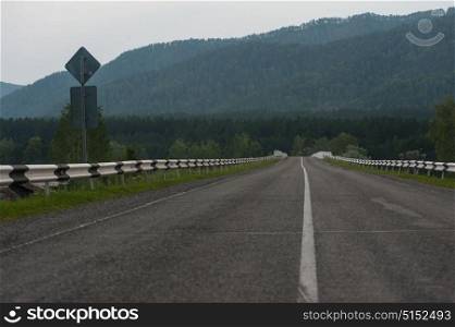 Beauty road M52 called Chemalsky trakt. Beauty road M52 called Chemalsky trakt in Altay, Siberia, Russia.