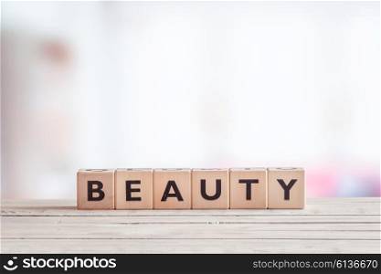 Beauty sign made of cubes in a girls room
