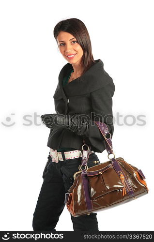 Beauty smiling girl with bag