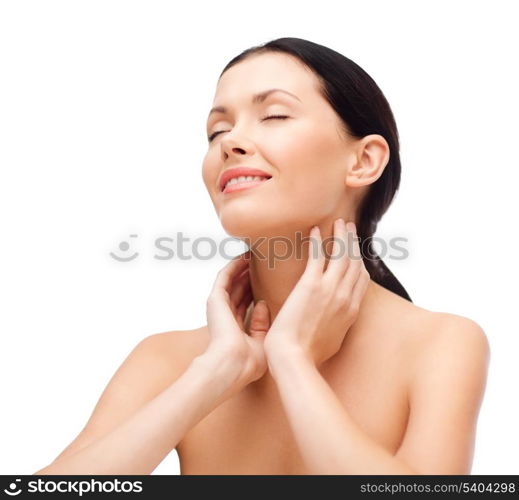 beauty, spa and health concept - smiling young woman with closed eyes