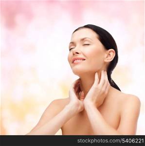 beauty, spa and health concept - smiling young woman with closed eyes