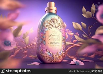  Beauty spa medical skincare with floral , Cosmetics lotion bottle cream product and fresh pink flowers , Generate AI