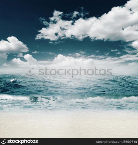 beauty summer day on the ocean beach, vacation and travel backgrounds