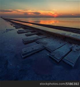 Beauty sunset on salty lake. Beauty sunset on salty lake in Altay, Siberia, Russia