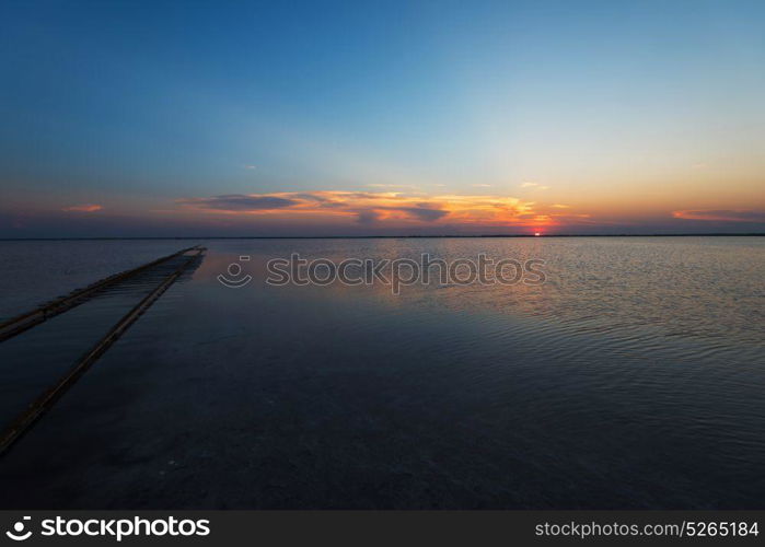 Beauty sunset on salty lake. Beauty sunset on salty lake in Altay, Siberia, Russia