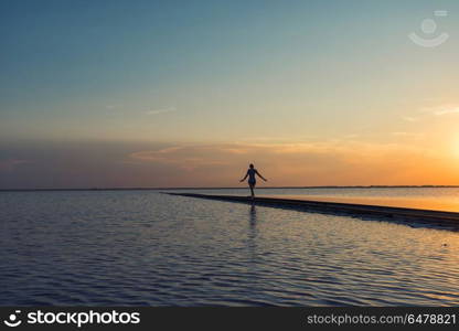 Beauty sunset on salty lake. Beauty sunset on salty lake in Altay, Siberia, Russia