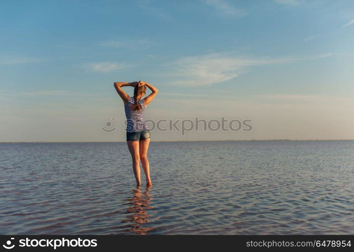 Beauty sunset on salty lake. Beauty sunset on salty lake in Altay, Siberia, Russia