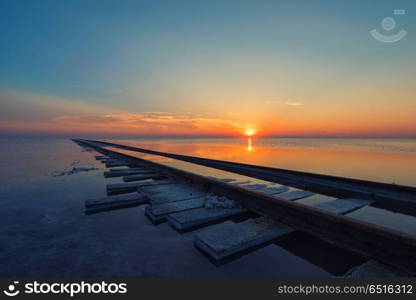 Beauty sunset on salty lake. Beauty sunset on salty lake in Altay, Siberia, Russia