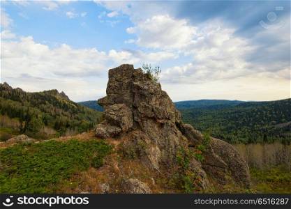 Beauty view in mountains of Altai. Kolyvan range - a mountain range in the north-west of the Altai Mountains, in the Altai Territory of Russia. Beauty view in mountains of Altai. Beauty view in mountains of Altai