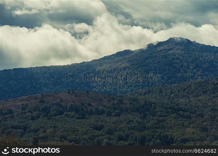 Beauty view in mountains of Altai. Kolyvan range - a mountain range in the north-west of the Altai Mountains, in the Altai Territory of Russia. Beauty view in mountains of Altai