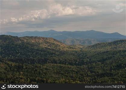 Beauty view in mountains of Altai. Kolyvan range - a mountain range in the north-west of the Altai Mountains, in the Altai Territory of Russia. Beauty view in mountains of Altai