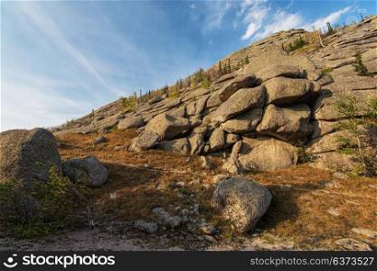 Beauty view in mountains of Altai. Kolyvan ridge - a mountain ridge in the north-west of the Altai Mountains, in the Altai Territory of Russia. Beauty view in mountains of Altai