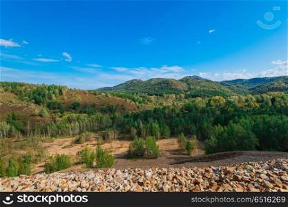 Beauty view in mountains of Altai. Kolyvan ridge - a mountain ridge in the north-west of the Altai Mountains, in the Altai Territory of Russia. Beauty view in mountains of Altai. Beauty view in mountains of Altai