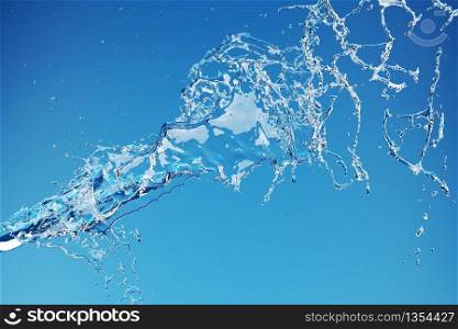 Beauty Water Liquid Splashing on blue color background. 3D Render.