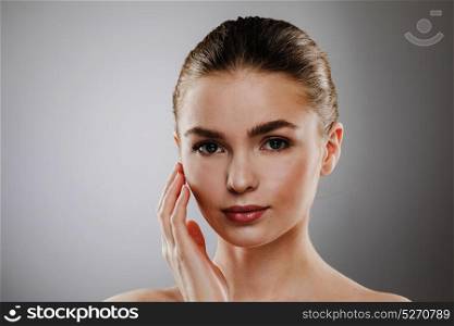 Beauty woman face portrait. Beauty woman face portrait. Beautiful spa model girl with perfect fresh clean skin. Female looking at camera. Youth and skin care Concept