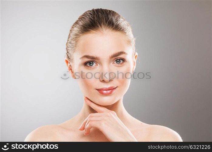 Beauty woman face portrait. Beauty woman face portrait. Beautiful spa model girl with perfect fresh clean skin. Female looking at camera. Youth and skin care Concept