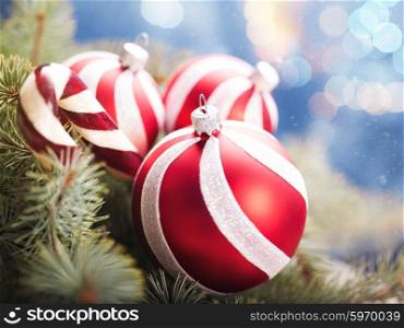 Beauty Xmas backgrounds with red striped decoration ball