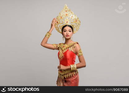 Beautyful Thai woman wearing Thai dress