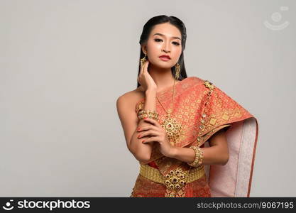 Beautyful Thai woman wearing Thai dress