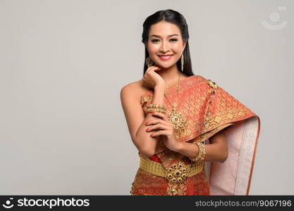 Beautyful Thai woman wearing Thai dress