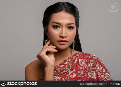 Beautyful Thai woman wearing Thai dress