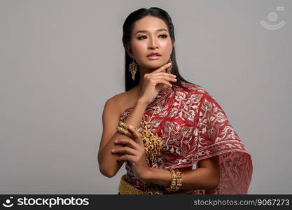 Beautyful Thai woman wearing Thai dress