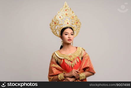 Beautyful Thai women wearing Thai dress