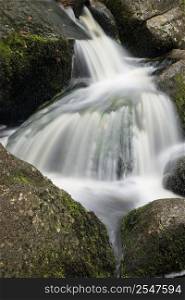 Becky Falls waterfall landscape in Dartmoor National Park England