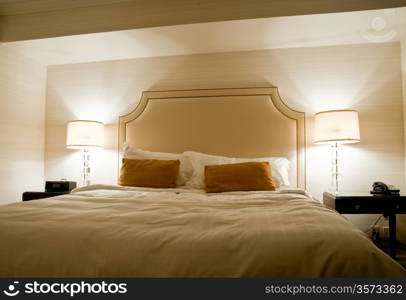 Bed and lamps