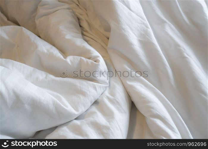 Bed linen that is crumpled