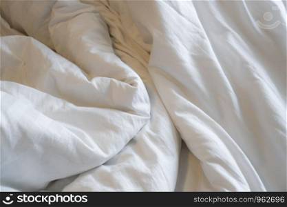 Bed linen that is crumpled