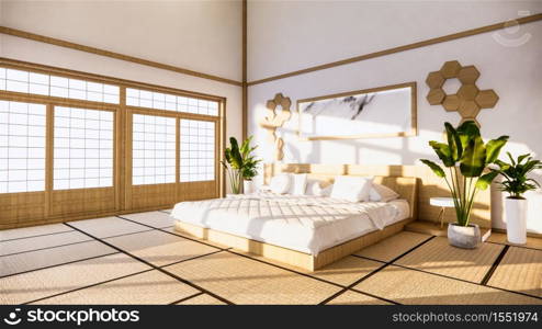 Bed room original - Japanese style interior design. 3d rendering