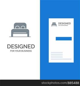 Bed, Sleep, Room, Hotel Grey Logo Design and Business Card Template