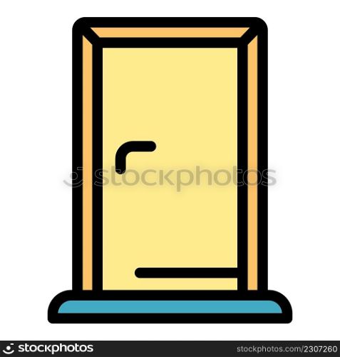 Bedroom door icon. Outline bedroom door vector icon color flat isolated. Bedroom door icon color outline vector