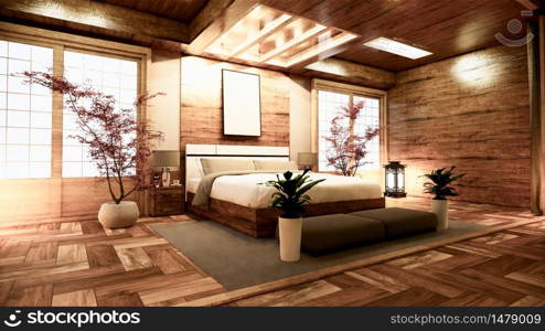 bedroom japanese interior design.3D rendering