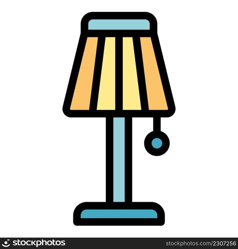 Bedroom lamp icon. Outline bedroom lamp vector icon color flat isolated. Bedroom lamp icon color outline vector