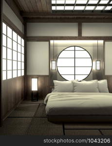 Bedroom modern zen interior design with decoration japanese style.3D rendering
