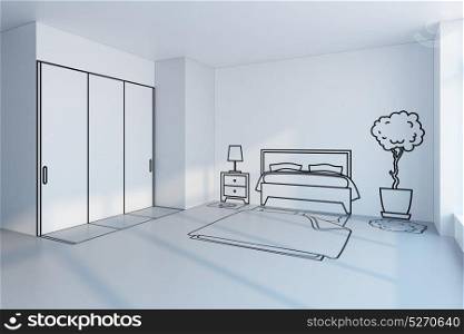 bedroom planning design, 3d rendering