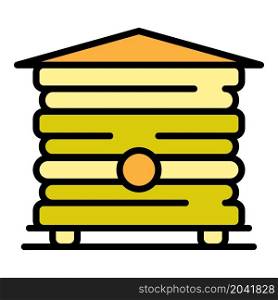 Bee house icon. Outline bee house vector icon color flat isolated. Bee house icon color outline vector