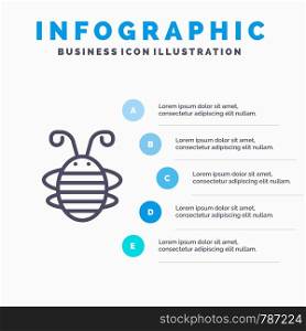 Bee Insect, Beetle, Bug, Ladybird, Ladybug Line icon with 5 steps presentation infographics Background