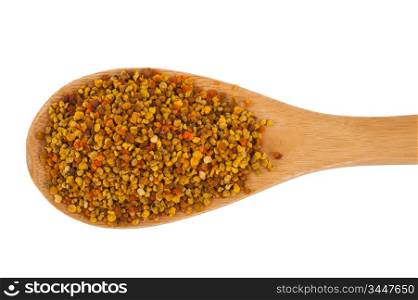 Bee pollen with wooden spoon