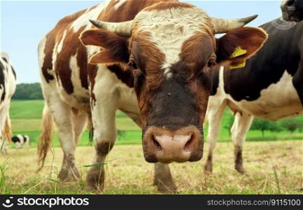 beef animal bull brown white face