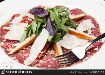 Beef Carpaccio with shaved parmesan cheese